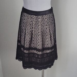 UINIS Black Floral Lace Mini Skirt With Scalloped Hem